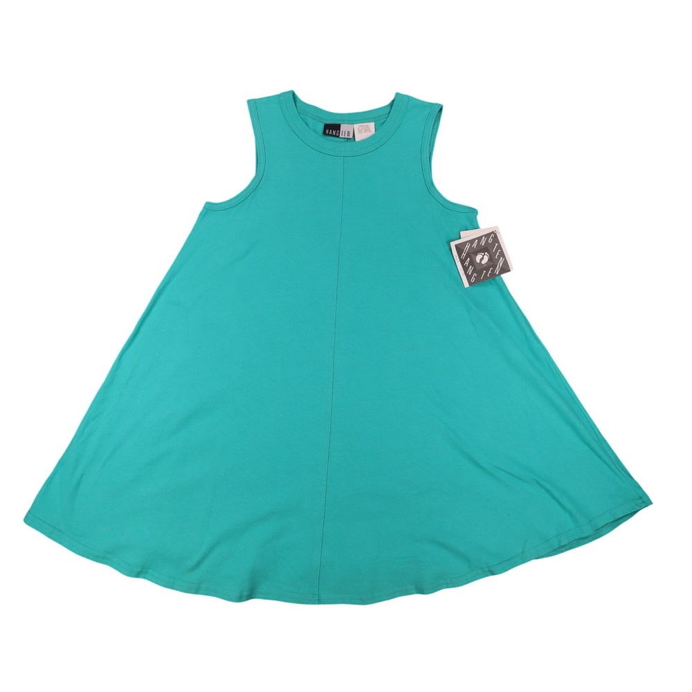 Hang Ten A-Line Tank Dress Medium Vintage 90s Teal Green Cotton Made in USA NWT